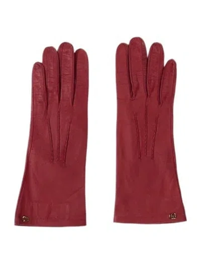 Pre-owned Gucci Leather Gloves In Red