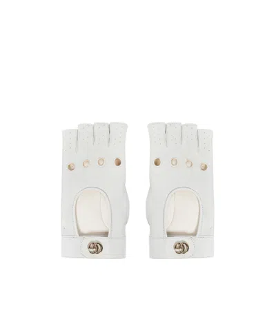 Gucci Leather Gloves In White