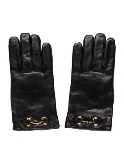 Pre-owned Gucci Leather Gloves W/tags In Black