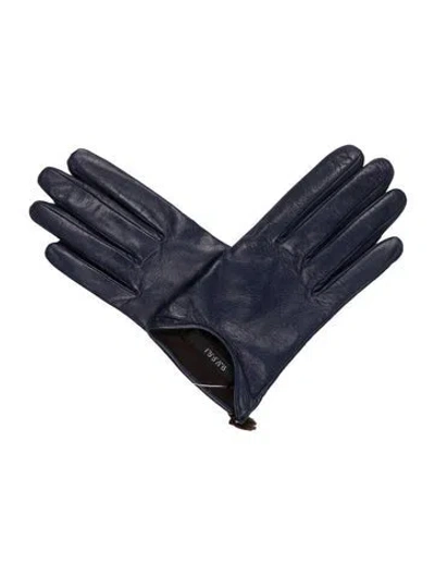 Pre-owned Gucci Leather Gloves  W/tags In Blue