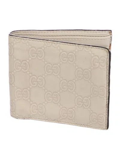 Pre-owned Gucci Leather Graphic Print Bifold Wallet In Neutrals