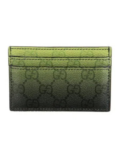 Pre-owned Gucci Leather Graphic Print Card Holder In Green