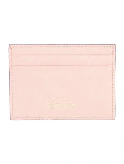 Pre-owned Gucci Leather Graphic Print Card Holder In Pink