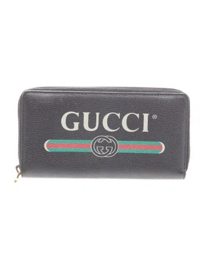 Pre-owned Gucci Leather Graphic Print Continental Wallet In Multi