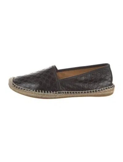 Pre-owned Gucci Leather Graphic Print Espadrilles In Black