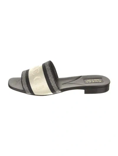 Pre-owned Gucci Leather Graphic Print Slides In Multi