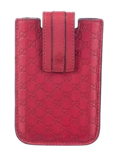 Pre-owned Gucci Leather 'ssima' Phone Pouch In Pink