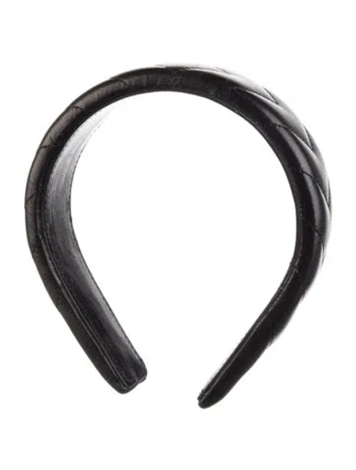 Pre-owned Gucci Leather Headband In Black