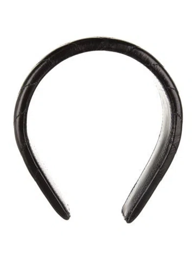 Pre-owned Gucci Leather Headband In Black