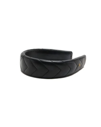 Pre-owned Gucci Leather Headband In Black