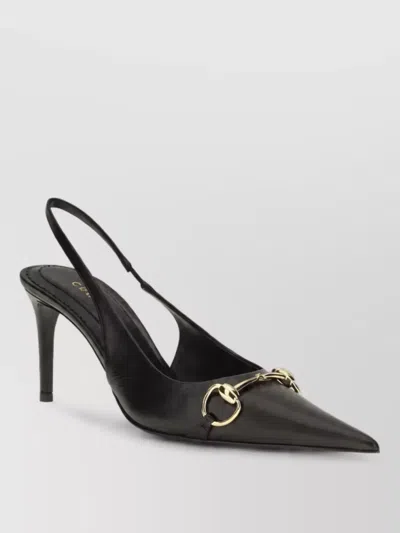 Gucci Leather High Heel Mules