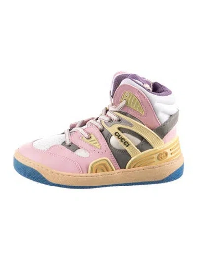 Pre-owned Gucci Babies' Leather High Top Sneakers In Yellow