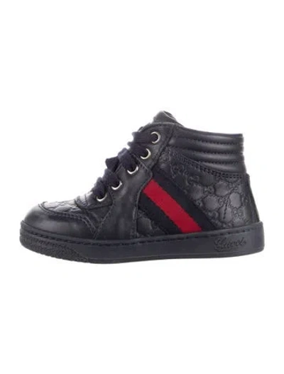 Pre-owned Gucci Babies' Leather High-top Sneaker In Blue