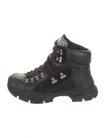 Pre-owned Gucci Leather Hiking Boots In Black