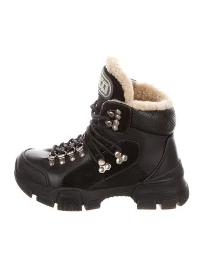 Pre-owned Gucci Leather Hiking Boots In Black