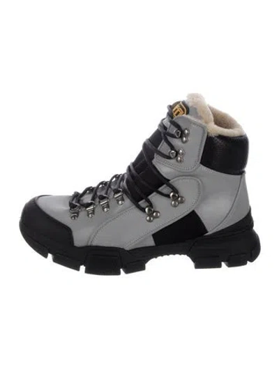 Pre-owned Gucci Leather Hiking Boots In Black