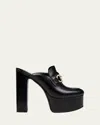 Gucci Leather Horsebit 1955 Platform Mules In Black
