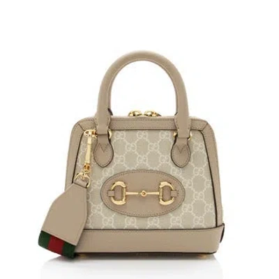 Pre-owned Gucci Leather Horsebit 1955 Satchel Mini In Neutral