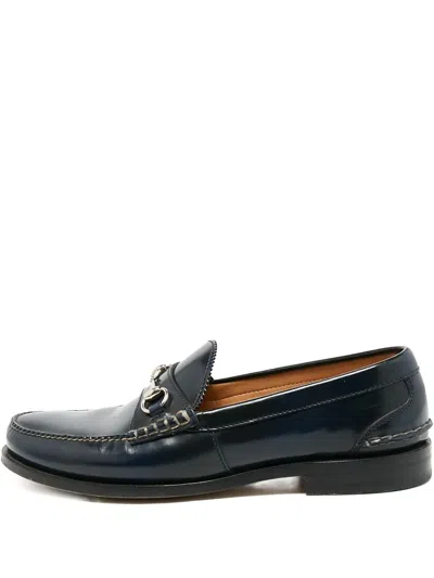 Pre-owned Gucci Leather Horsebit Loafers In Blue
