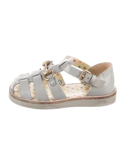Pre-owned Gucci Babies' Leather Horsebit Sandals In Gray