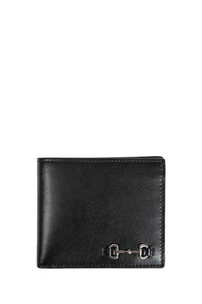 Gucci Leather Horsebit Wallet In Black