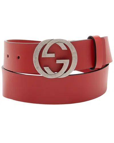 Gucci Leather Interlocking G Belt (authentic Pre-loved) In Red