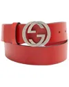 Gucci Leather Interlocking G Belt (authentic Pre-loved) In Red
