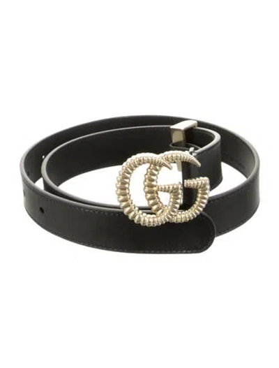 Pre-owned Gucci Kids' Leather Interlocking G Belt In Black