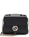 Gucci Logo Leather Top Handle Bag In Black