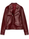 Gucci Biker Leather Jacket In Burgundy