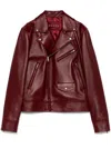 Gucci Biker Leather Jacket In Burgundy