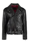 Gucci Oversize Biker Leather Jacket In Black