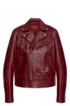Gucci Biker Leather Jacket In Burgundy