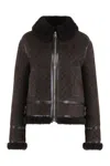 Gucci Women Brown Shearling Jacket With Shearling Trims And All-over Gg Motif In Suede Woman In Brown