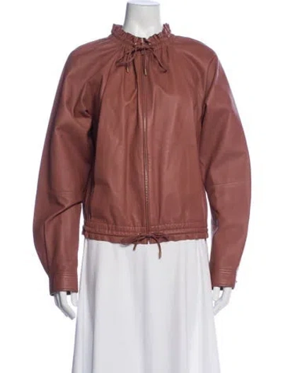 Pre-owned Gucci Leather Jacket In Neutral
