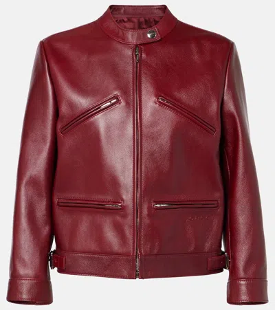 Gucci Leather Jacket In Red