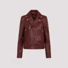 Gucci Biker Leather Jacket In Burgundy