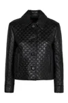 Gucci Collared Leather Jacket Featuring Quilted Texture In Black
