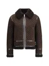 Gucci Women Brown Shearling Jacket With Shearling Trims And All-over Gg Motif In Suede Woman In Brown
