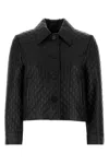 Gucci Embossed Gg Leather Jacket In Black