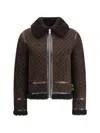 Gucci Leather Jacket With Gg Motif In Brown
