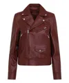 Gucci Biker Leather Jacket In Burgundy