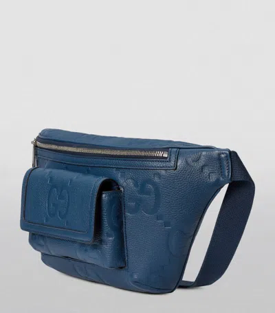 Gucci Leather Jumbo Gg Belt Bag In Blue