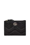 Gucci Women Black Gg Marmont Zip Key Pouch In Black