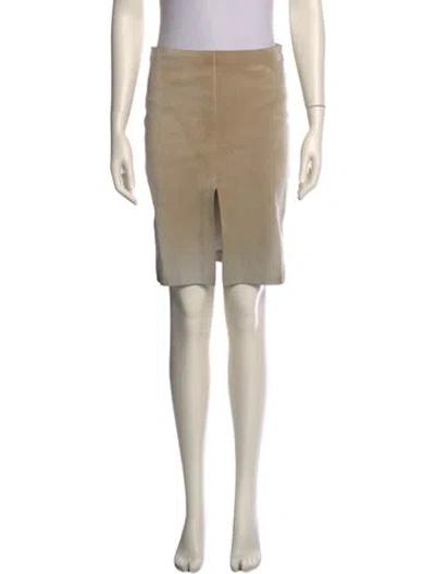 Pre-owned Gucci Leather Knee-length Skirt In Neutral