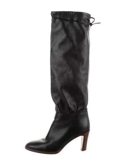 Pre-owned Gucci Leather Lace-up Boots In Black