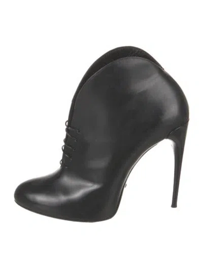 Pre-owned Gucci Leather Lace-up Boots In Black