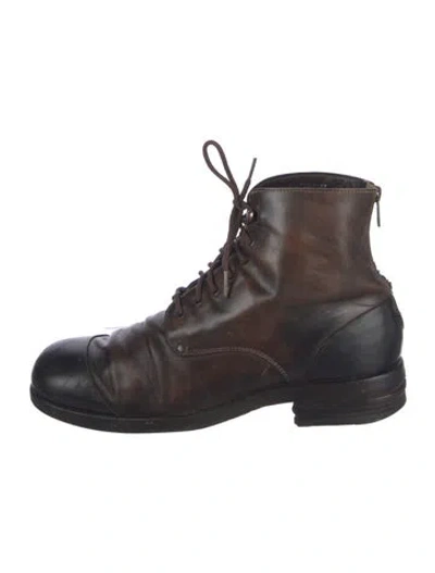 Pre-owned Gucci Leather Lace-up Boots In Brown