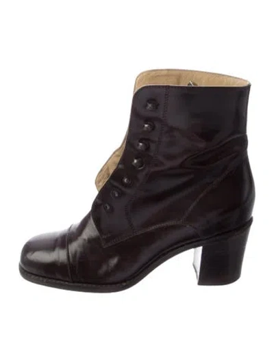 Pre-owned Gucci Leather Lace-up Boots In Brown