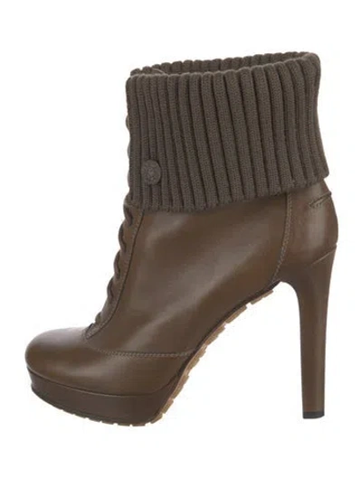 Pre-owned Gucci Leather Lace-up Boots In Brown
